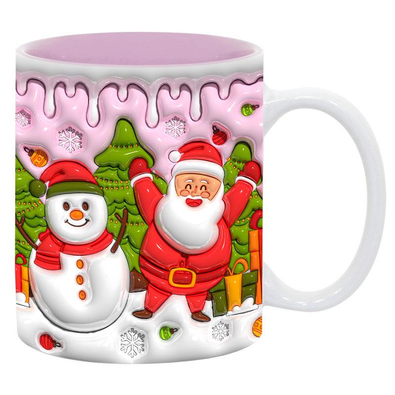 Christmas Christmas Ceramic Coffee Mark Cup Tree Christmas Tree Old Man Santa Cat Cat Snow