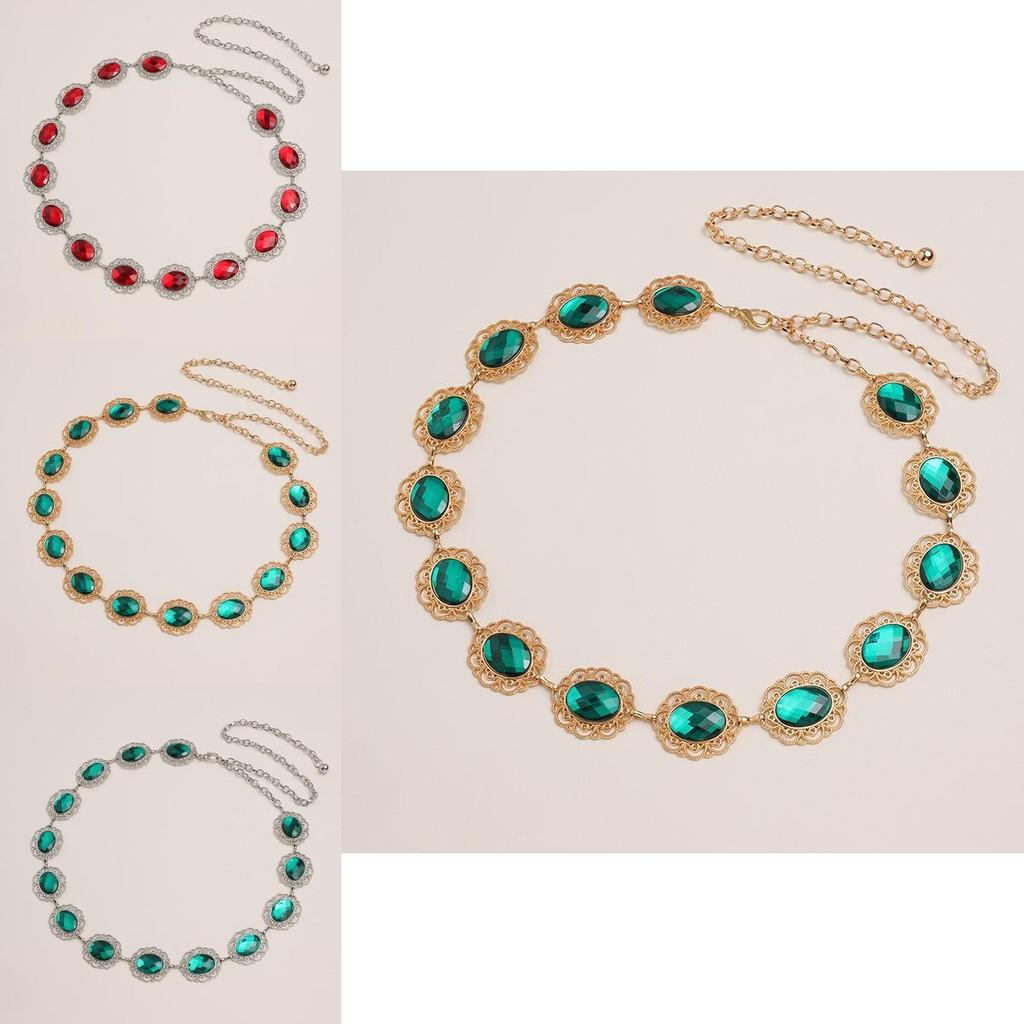 Elegant Female Metal Hollow Waist Chain With Rhinestone Buckle For Summer Fashion Accessories