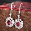 New Women'S Sunflower Shaped Earrings European American Style Zircon Inlaid Elliptical Flower Light Luxury Jewelry