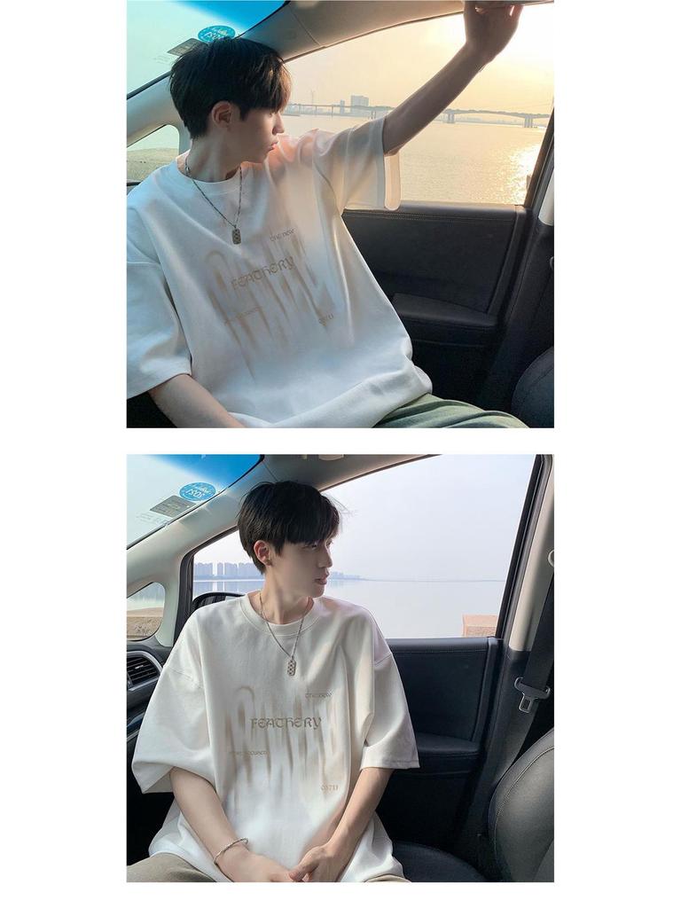 Mousse Grey Oversized Five-Sleeve T-Shirt, Men's Summer 2024 Trend, Plus Size