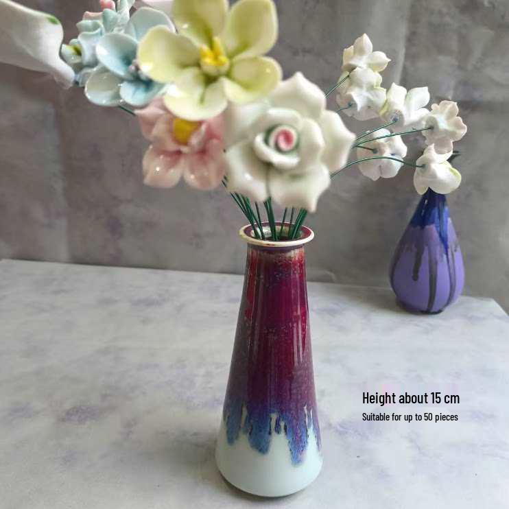 Handmade Ceramic Bouquet: Purple-Gold Lotus, Lily, Gardenia, Rose