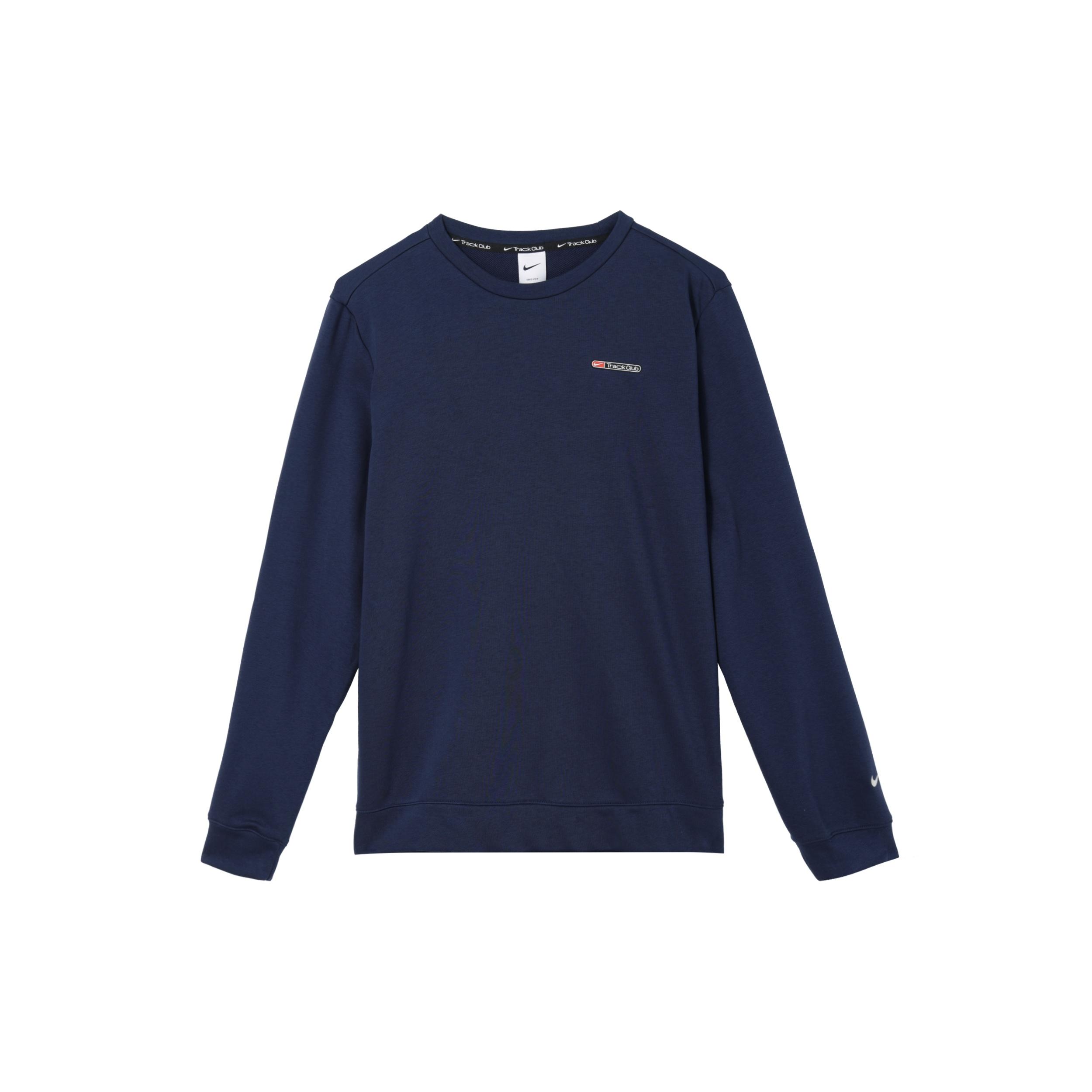 NIKE DRI-FIT TRACK CLUB Fleece Long-Sleeve Crew Neck Running Sweatshirt MIDNIGHT NAVY Men s FB5510-410 S