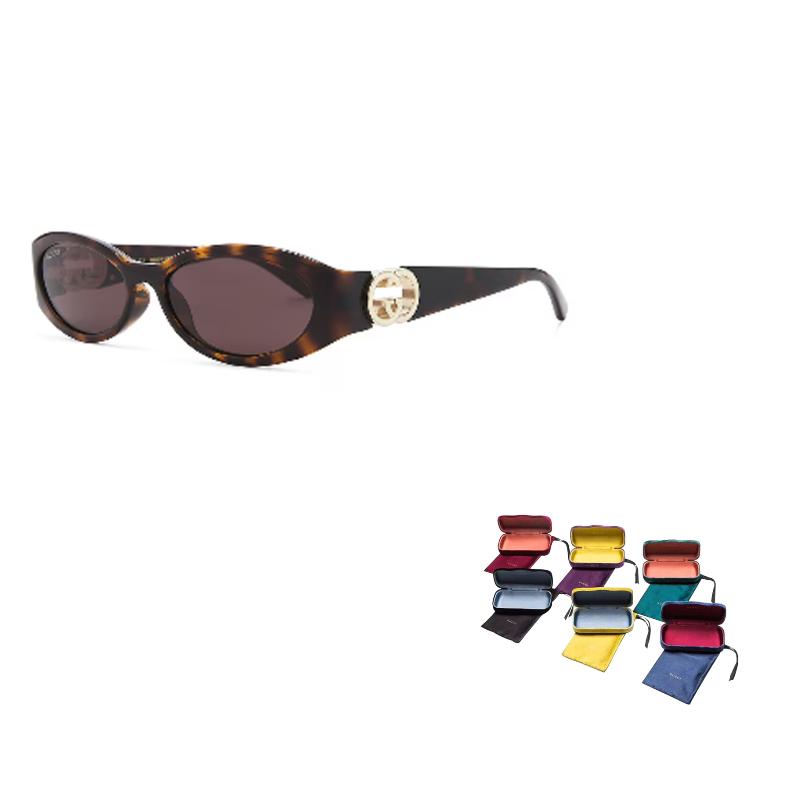 GUCCI Original Design Acetate Oval Sunglasses Women's Havana
