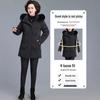 2025 Women's Stylish Hooded Mid-Length Winter Coat: Warm, Cotton-Padded Jacket for Middle-Aged and Elderly