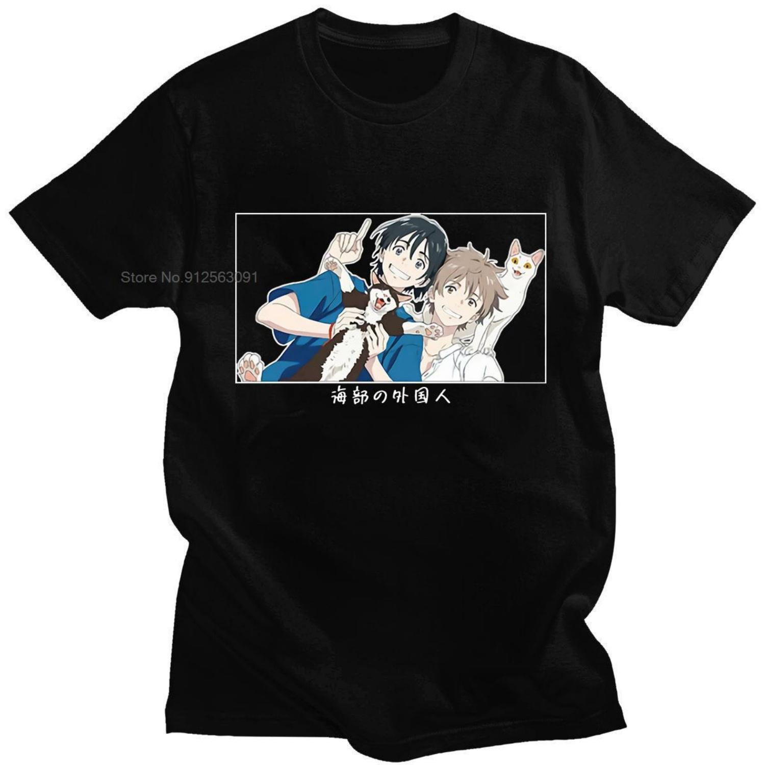 

Umibe No Etranger Hashimoto Shun and Chihana Mio Japanese Classic Comics Print Summer Wild Loose 100 Cotton S Tshirt XXXXXL чорний