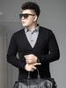 European Style Cardigan Fake Two-Piece Sweater Men's 2025 Autumn New Men's Knitwear Business Casual Base Shirt