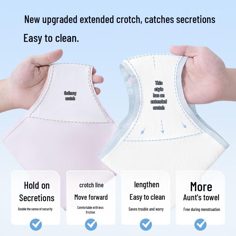 Oudifen Women's Antibacterial Cotton Mid-Waist Briefs (4-Pack)