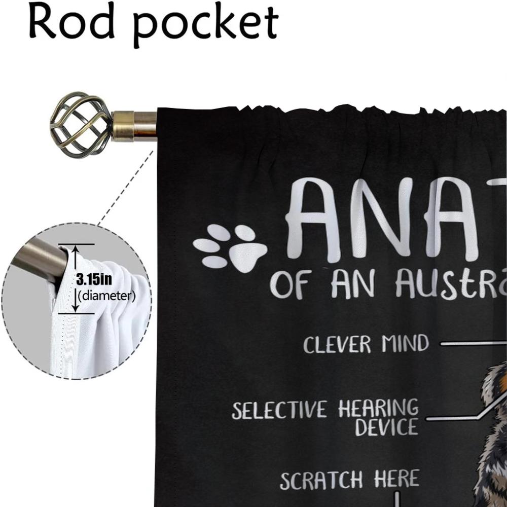 Dog Anatomy Home Interior Curtains for Living Room Partition Halloween Decoration Tulle for Bedroom Blackout Curtains 2 Pieces