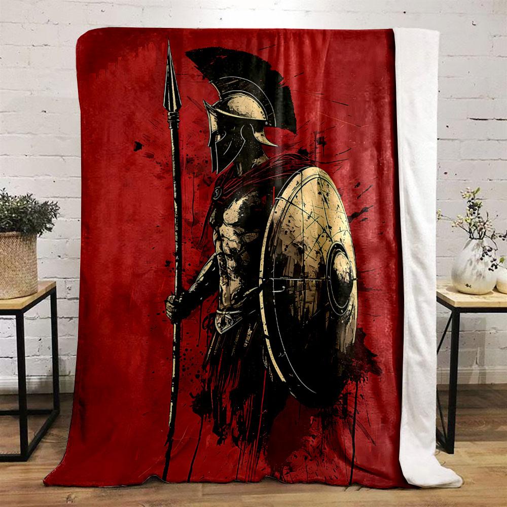 Spartan Warrior Spear Shield bedroom Blanket for Livingroom Couch lunch break Soft throw for Friend's festival Gift