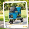 PawHut Foldable Dog Stroller 3 Wheels Mesh Windows Washable Cushion All-terrain Load 20 Kg 92x63x95 Cm Blue