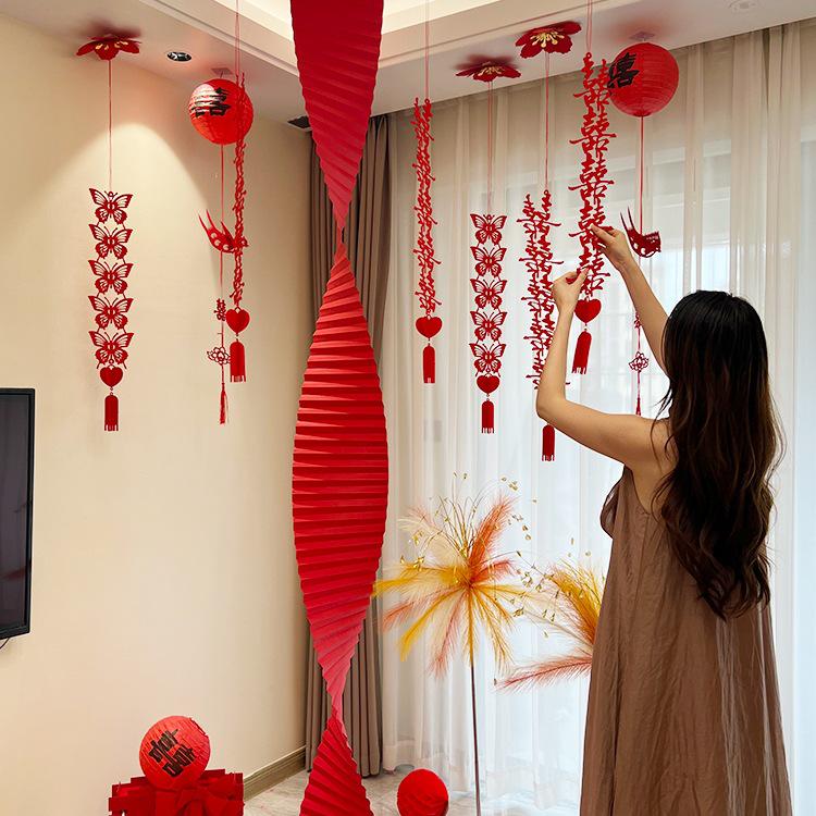 Double Happiness Ceiling Decorations for Wedding Bedroom
