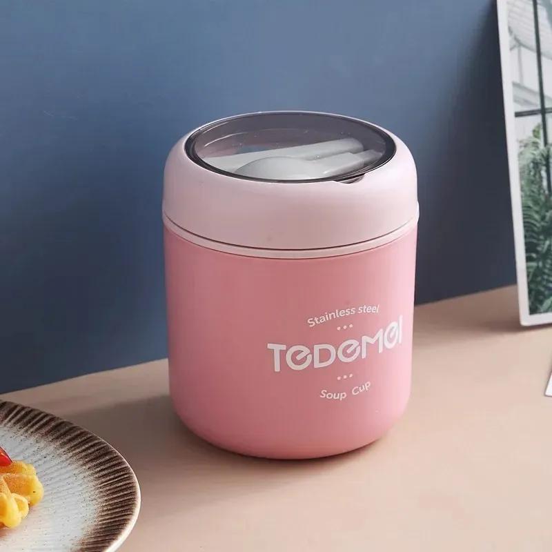 Mini Thermal Lunch Box Food Container with Spoon Stainless Steel Vaccum Cup Soup Cup Insulated Lunch Box