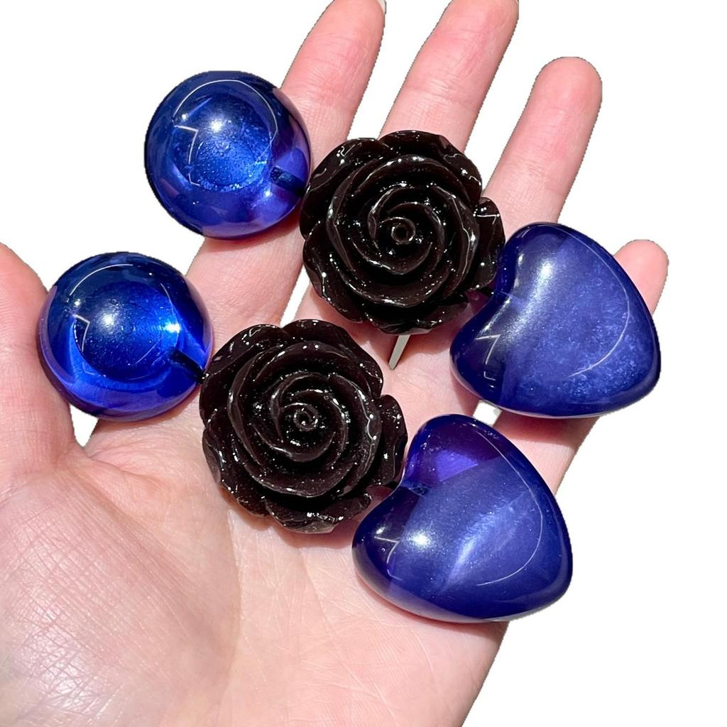 Vintage Dark Blue Heart Rose Long Dangle Earrings - Retro Fashionable Women's Studs