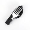 4-In-1 Folding Camping Utensils Stainless Steel Spoon Fork Knife Opener Combo Set Portable Multifunctional Lightweight Outdoor Tableware for Travel