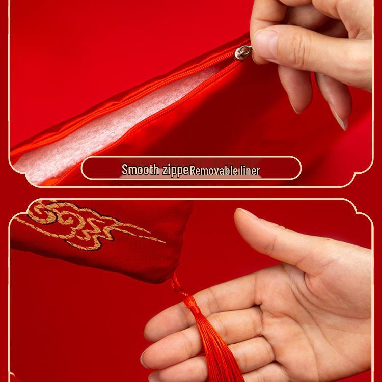 Red Wedding Kneeling Cushions for Bride and Groom Tea Ceremony Set