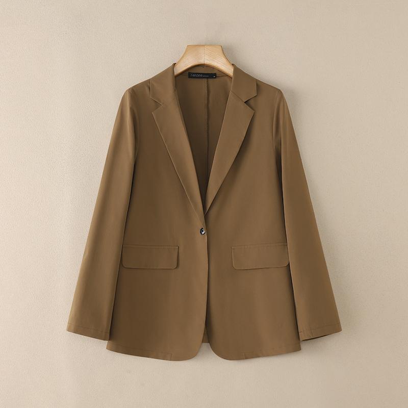 

ZANZEA Женский повседневный тонкий кардиган с отложным воротником и длинными рукавами коричневый