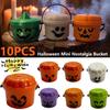 10PCS Halloween Mini Nostalgia Bucket with Handles Pumpkin Candy Bowl Multi-Purpose Plastic Storage Buckets for Festival Decor