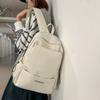 Schoolbag Women's Large Capacity Solid Color Korean Version Versatile School Bag Night Safety Reflective Student Simple Backpack Women's Backpack