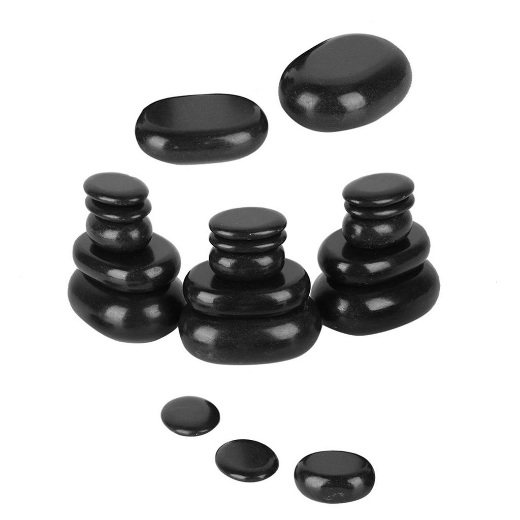 20Pcs/Set Hot Spa Black Basalt Oval Shape Stone Essential Oil Pedicure Massage