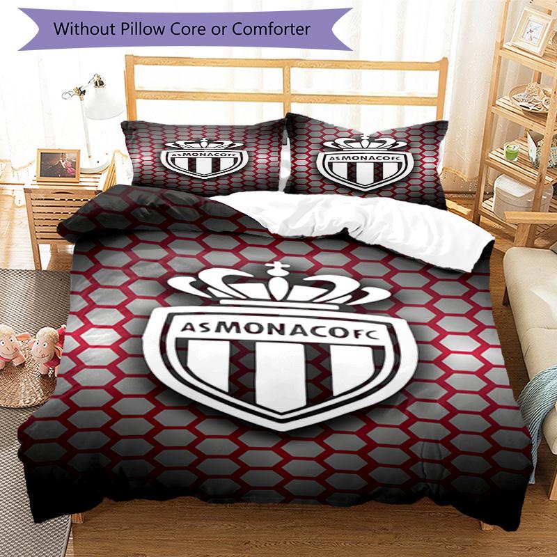 Monaco Football club Printed Pattern Duvet Cover Set – includes 1 duvet cover and 2 matching pillowcases Bedroom decor Christmas gifts