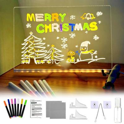 LED-Zeichentafel für Kinder mit Ständer, Markern, Wischtuch, USB-Aufladung