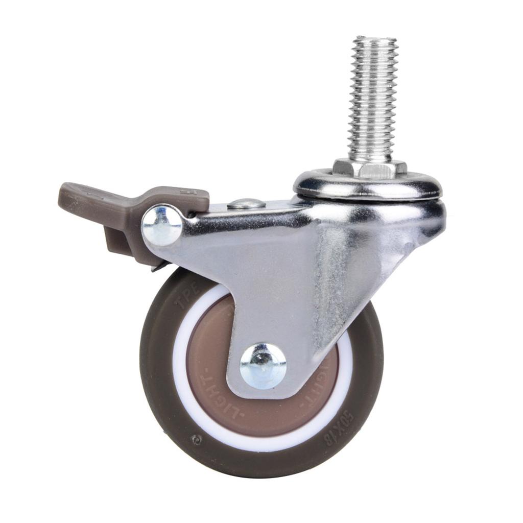 4pcs 2in Universal TPE Rubber Caster Wheel for Medical Equipment Trolley Furniture (Brake)
