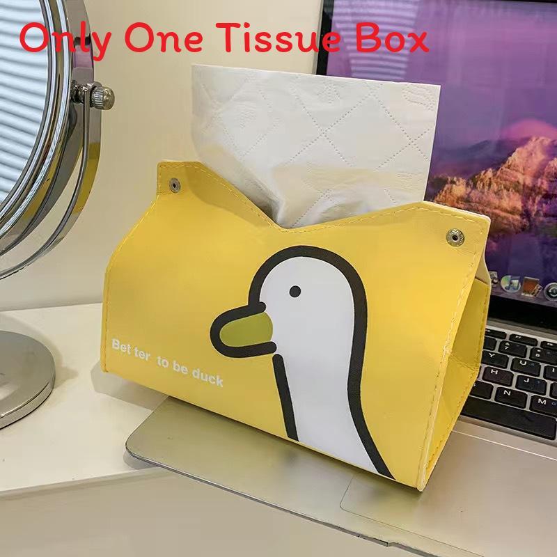 Cute Duck Tissue Box Leather Cover For Home Office Car Bathroom Storage