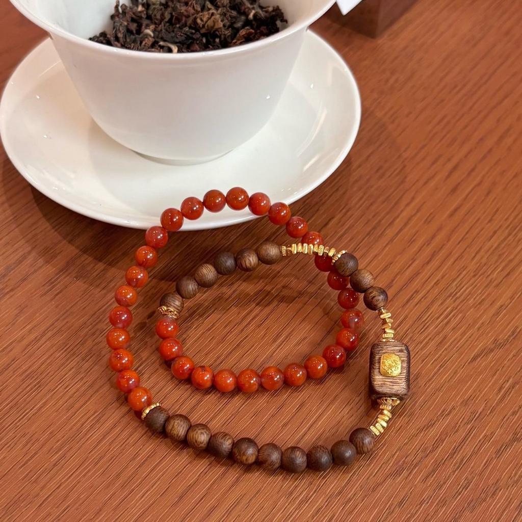 Natural Agarwood with Nanhong Jewelry Multi-specification Double-circle Bracelet for Physical Shopping Malls Jewelry Cultural and Play Stores