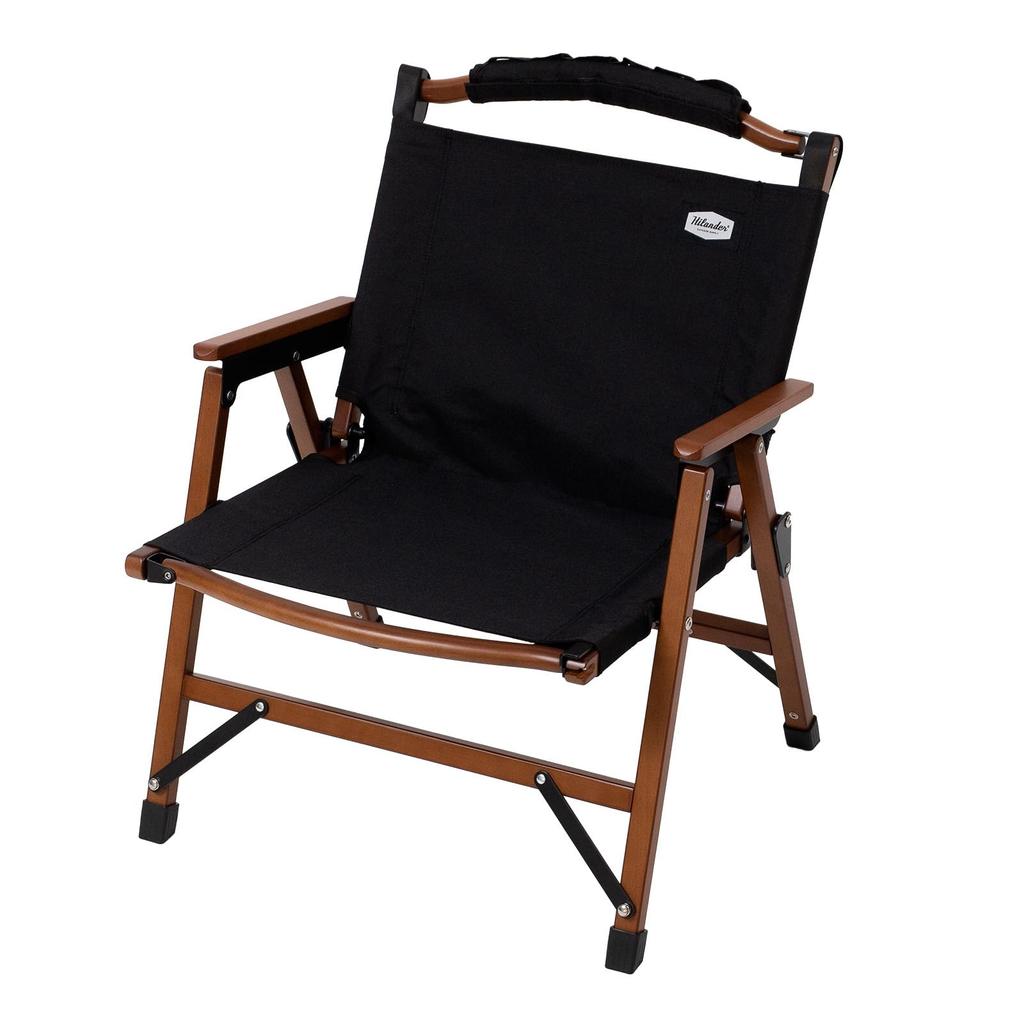 Hilander Wood Frame Chair EX Dark Folding Chair Wood Chair Outdoor Camping BBQ Chairing Brown/Black