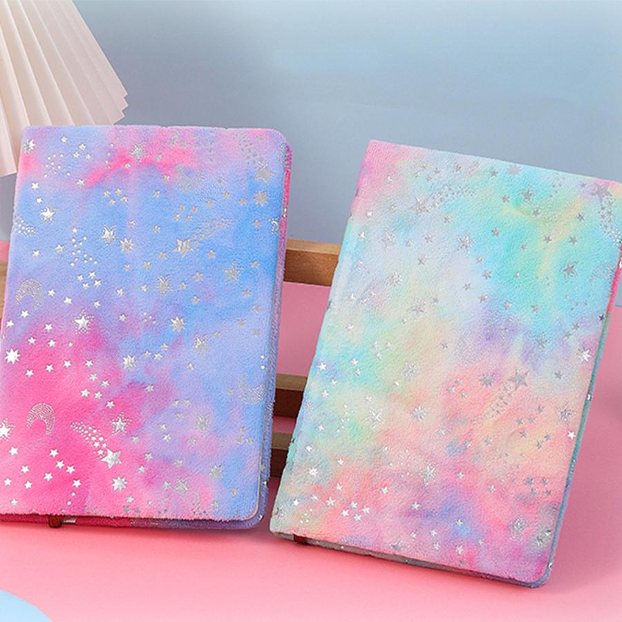 Luxury Gradient Plush Star Notebook, A5 Student Diary, Daily Plan, Perfect High Value Gift, Reward, 1Pc