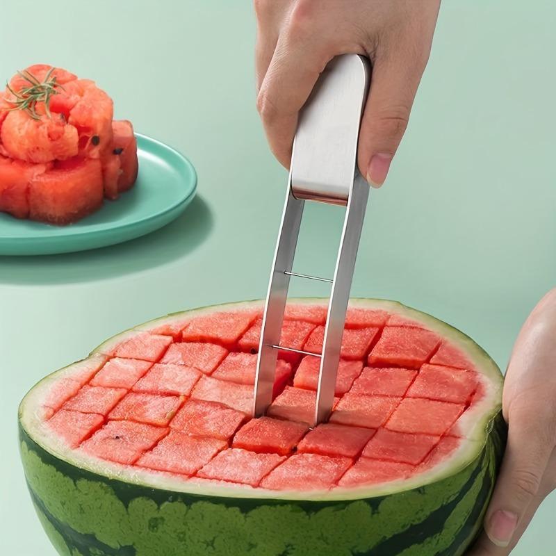 Quick and Safe Watermelon Cutter - Stainless Steel Cube Cutter for Fruit Salads and Melons -Convenient Kitchen Tool for Slicing