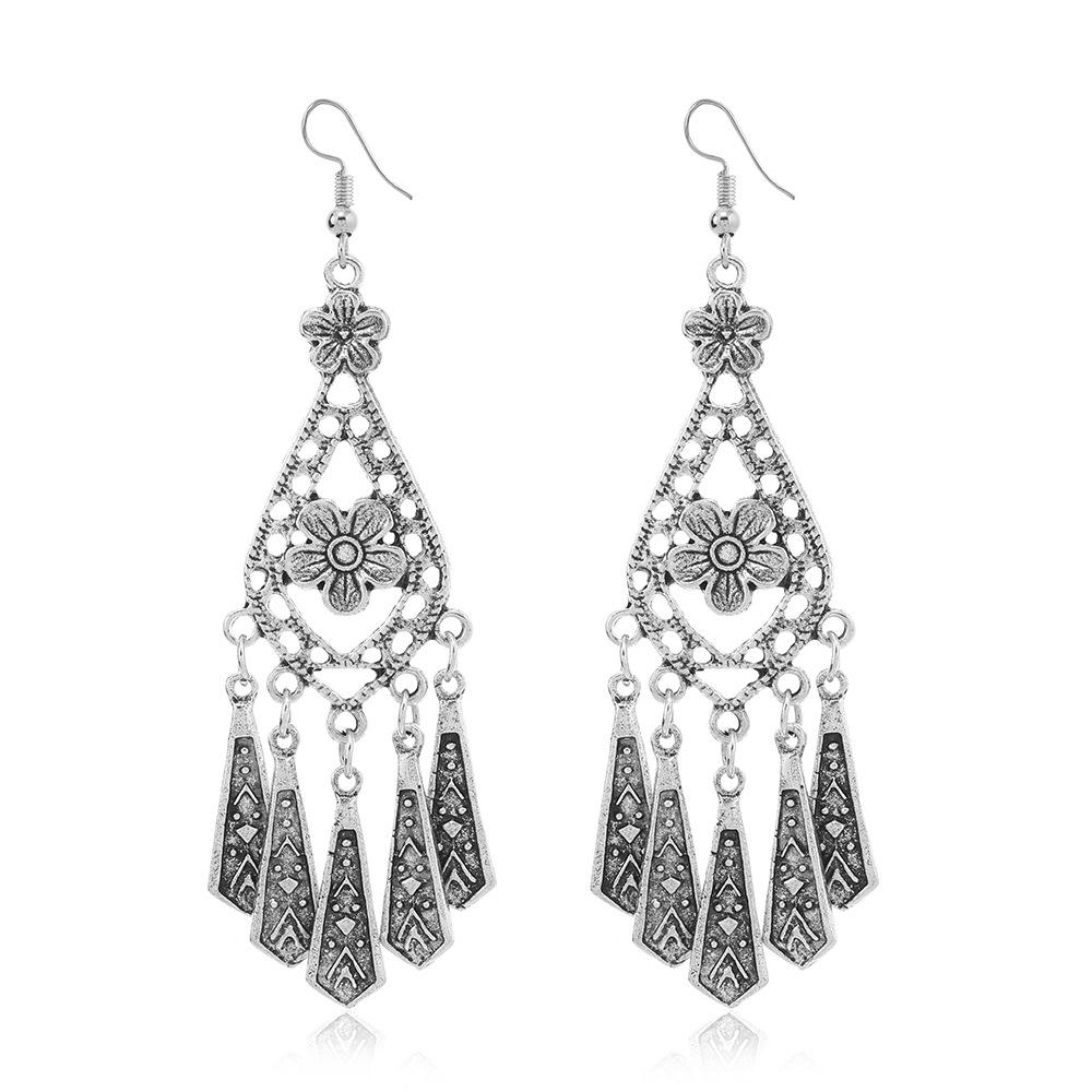 Retro Ethnic Style Fringed Earrings Women'S Long Temperament Versatile Earrings Fashion Personality Exotic Earrings
