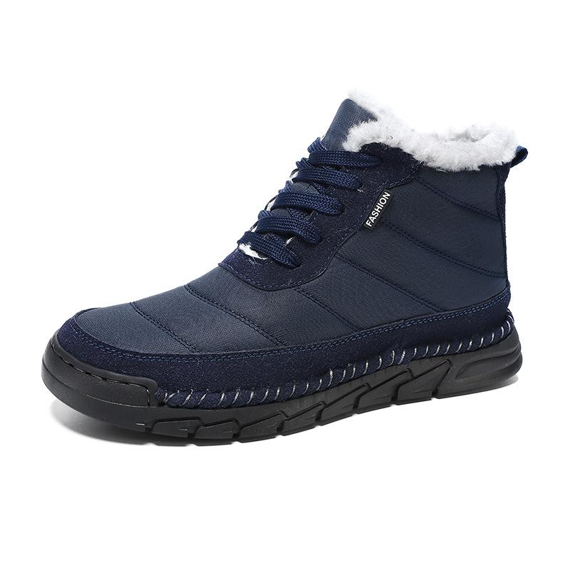 Mens soft elastic cold warm padded snow boots thick-soled non-slip wear-resistant outdoor mountaineering casual sneakers cotton boots
