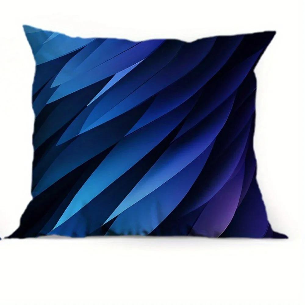 

Taie d oreiller geométrique en Satin bleu, taie d oreiller pour salon, arrière de canape, Decoration de Voiture 40x40cm