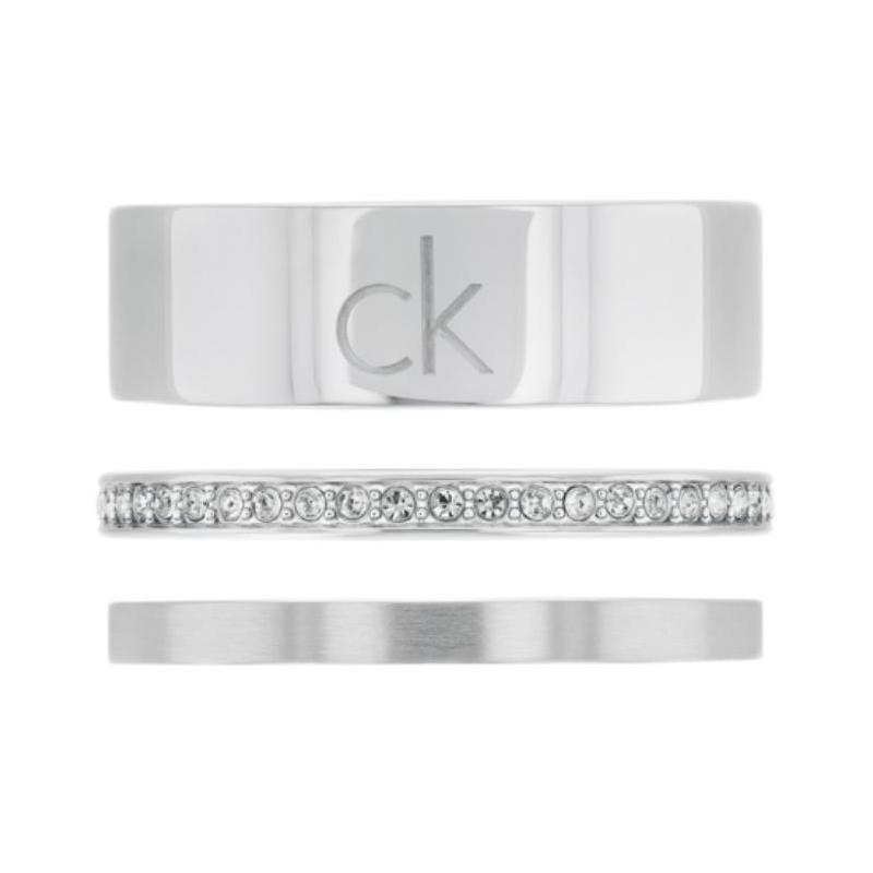 Calvin Klein Simple and elegant trio steel ring same style for men and women 23129600 35000794-Trio Stacking Rings E