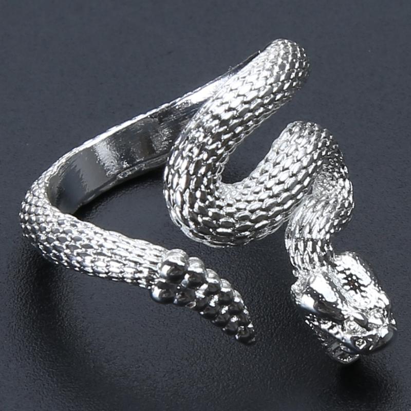 Snake Ring with Tail Copper Rattlesnake Shaped Finger Ring Jewelry Handmade Adjustable Serpent Ring Gift for Men Women