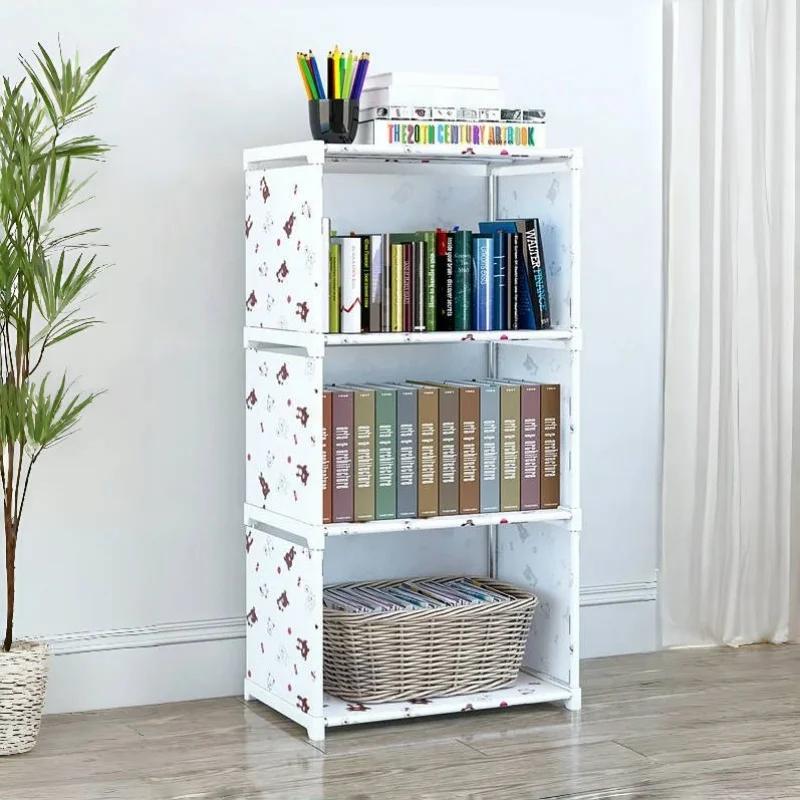 Multi-layer Portable Bookshelf with Fabric Cloth At Back Cube Closet Storage Organizer Bookcase for Studying and Home Use