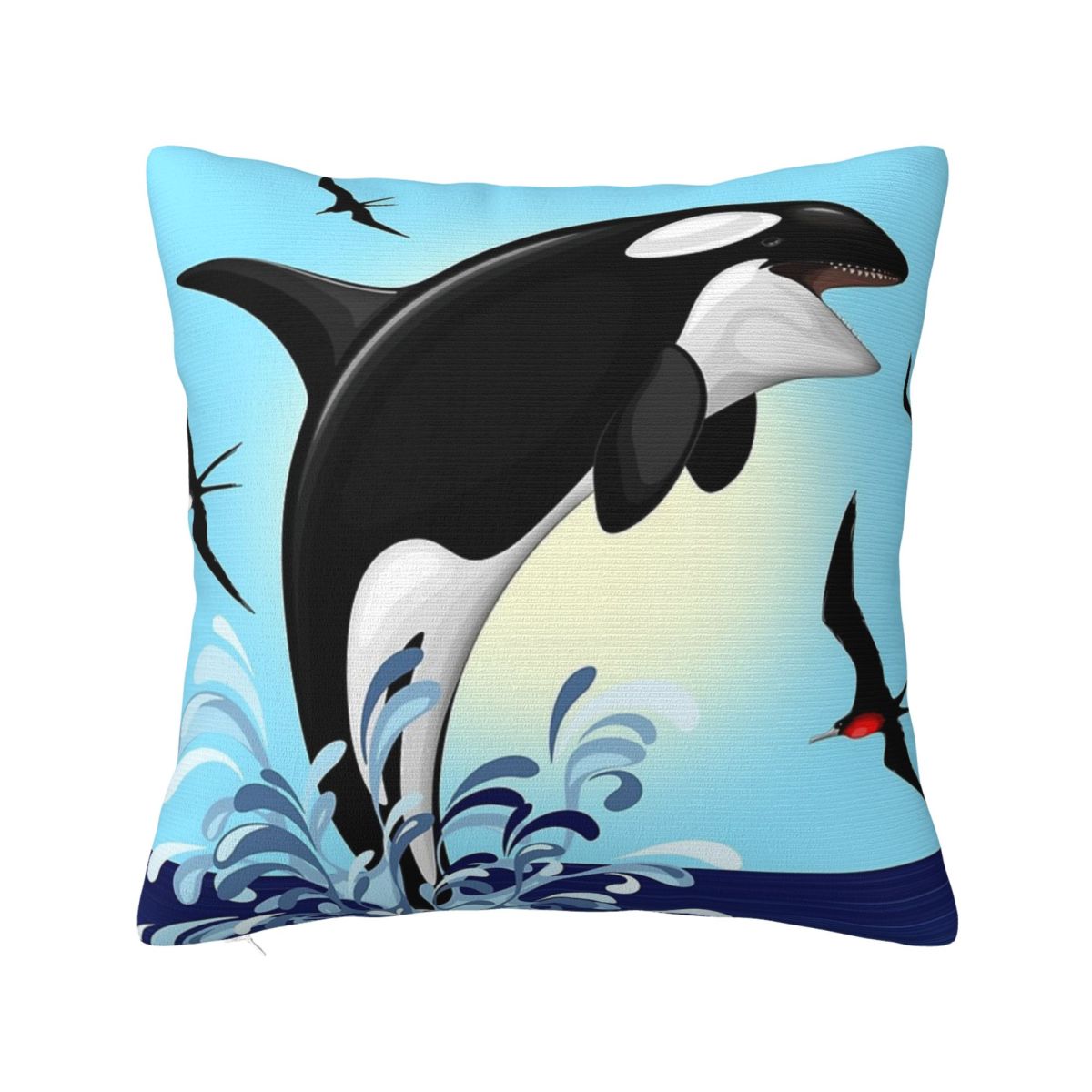Orca Killer Whale Jumping Out The Ocean Square Pillowcase Pillow Cover Cushion Decor Comfort Throw Pillow for Home Sofa 30x30 cm 12x12 in