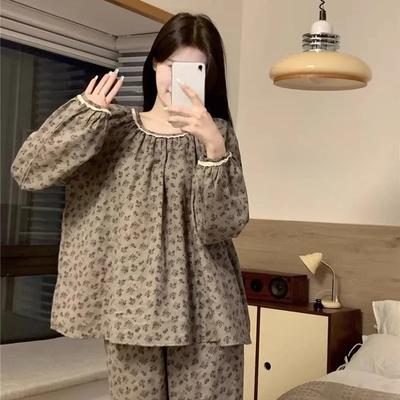 Spring New Pajamas Female Net Red Style Long-Sleeved Homewear Set Korean Girls Underwear Pajamas Homewear Set