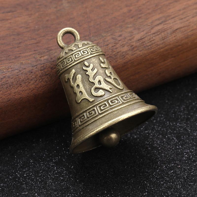 Brass Heart Sutra Bell Keychain Six Character Mantra Durable for Believers Daily Use Gifts