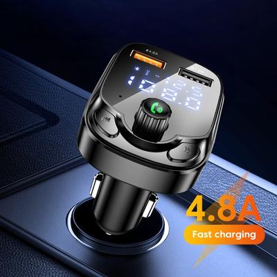 Car Mp3 Player Dual Usb Fast Charger Fm Bluetooth Receiver Bluetooth Compatible 5.0 Fm Transmitter Usb Flash Drive Plug Car Kit