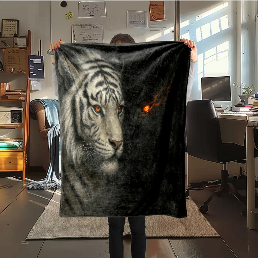 1 ks Flanelová deka s kresleným potiskem, Vysoce kvalitní, Pohodlná pro všechna roční období, Domácí dekorace, Teplo a pohodlí, Perfektní jako vánoční dárek k narozeninám