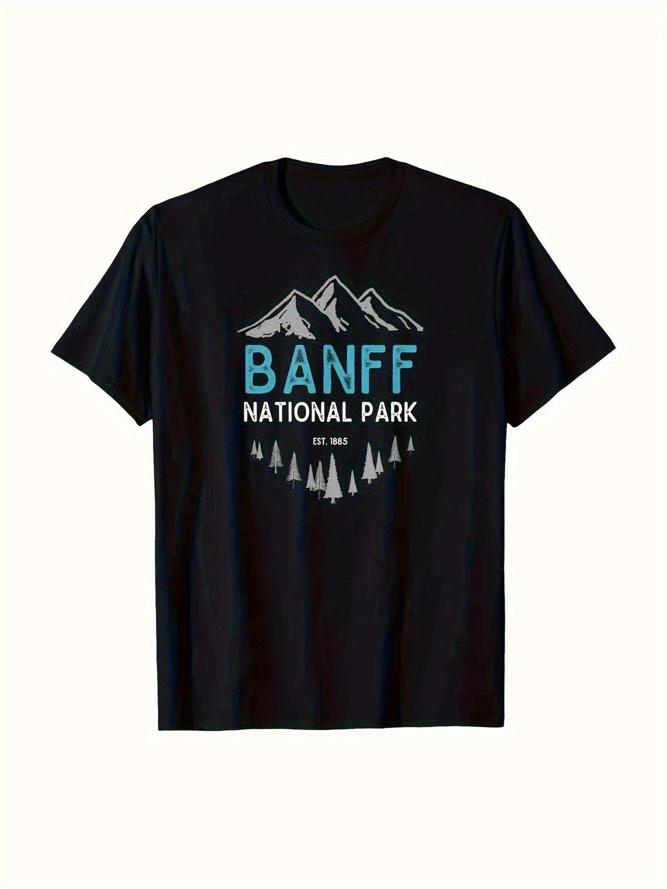 Banff National Park Vintage 1885 Canada T-shirt - Unisex Premium Cotton Crew Neck Tee with Mountain Pine Tree Graphic M