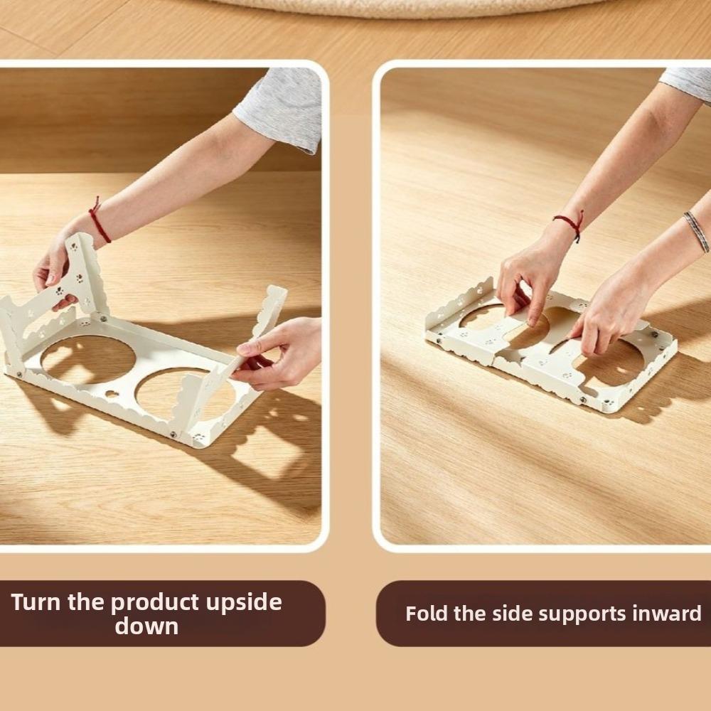 Foldable Raised Dog Double Bowl Removable Pet Feeding Station Pet Dining Table for Dogs Cats