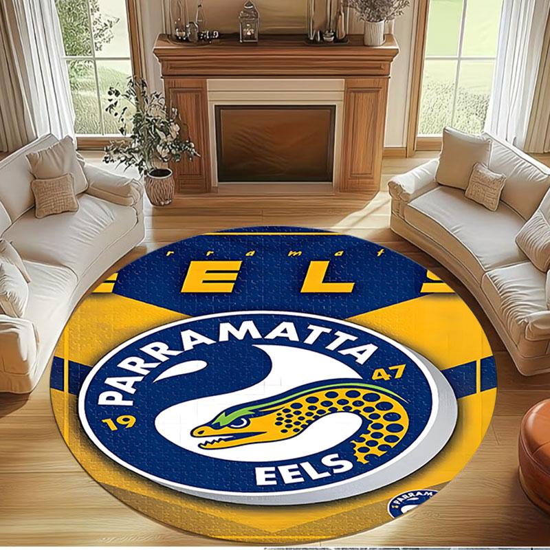 Parramatta Eels Print Round Rug, Washable Floor Carpet, For Entryway Dorm Laundry Room Office Study, Home Decor Birthday Christmas Gift