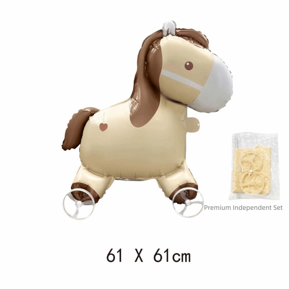 

Movable Design 4D Horse Balloons Drawing Foil Animal Balloon Animals Walking Balloon With Wheels Cartoon Standing Balloons 10inch