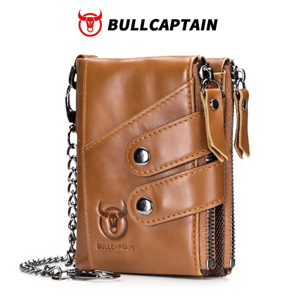 

Винтажный мужской кошелек-трифолд на молнии Cow Captain с RFID-защитой - Натуральная кожа и лицевой слой коровьей кожи