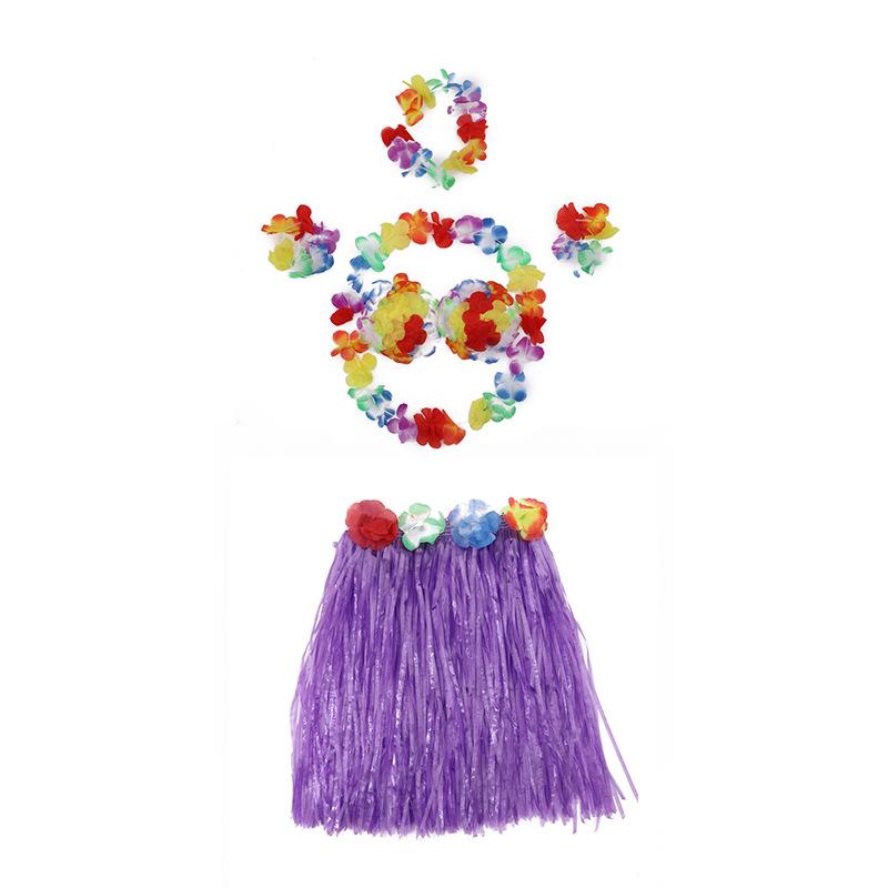 Children's Hawaiian Grass Skirt Costume Set - 6 Pieces, 40cm