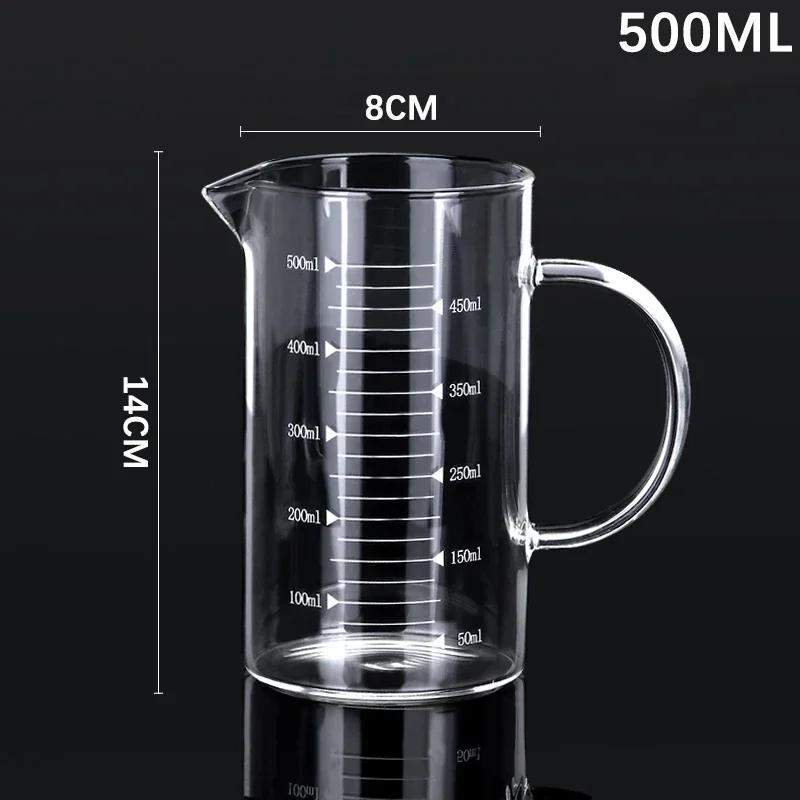 350/500 ml Glasmessbecher Milchkaffeemessbecher Glasbecher Flüssigkeitsmessbecher Becher mit Skala Küchenmesswerkzeuge
