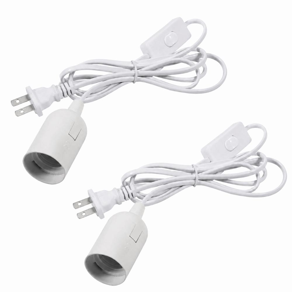 2PCS E27 Base Light Socket Holder Plastic Material Bulb Socket Adapter Hanging Lamp Kit Indoor Use